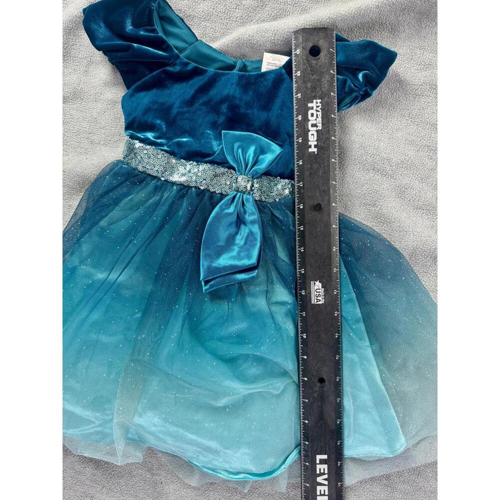 teal‎ velvet toddler dress sparkle tulle party princess holiday 4t - Picture 6 of 6